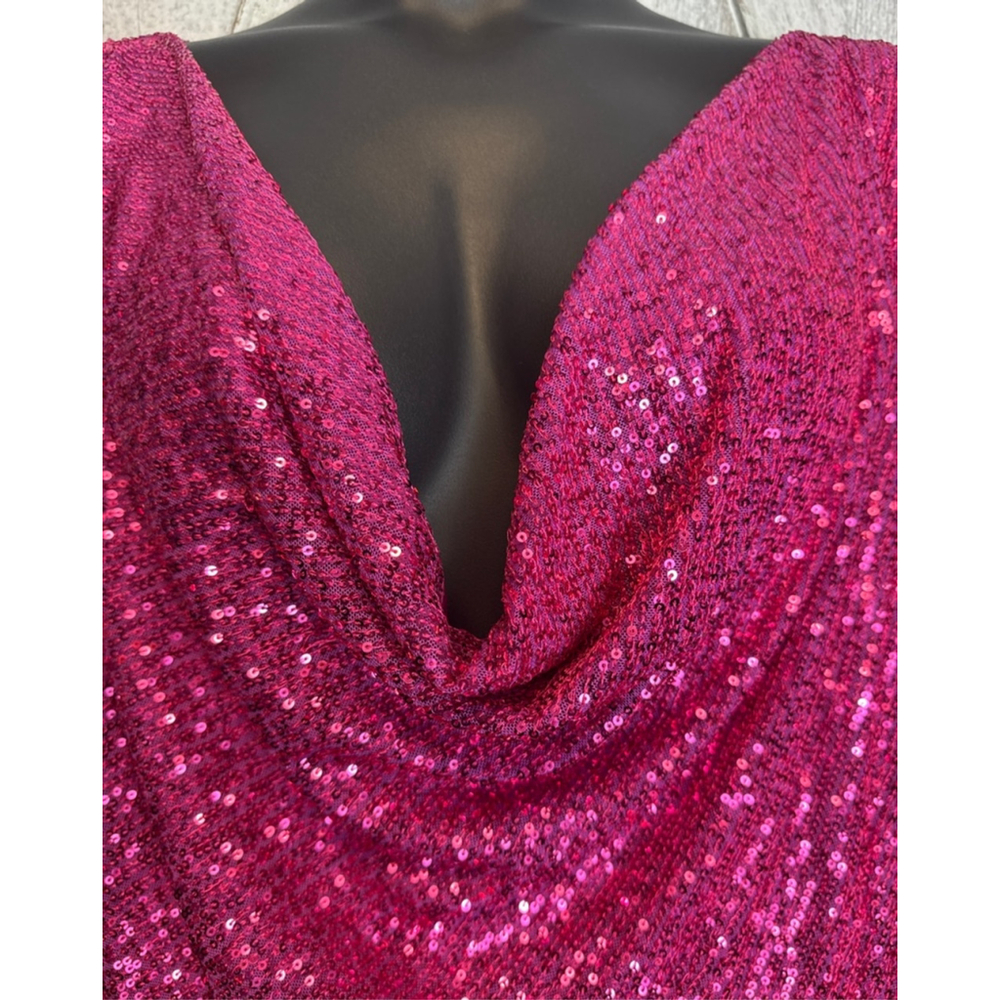 Women's ELOQUII Pink Sequin Long Sleeve Dress Plus Size 30 - Picture 4 of 8